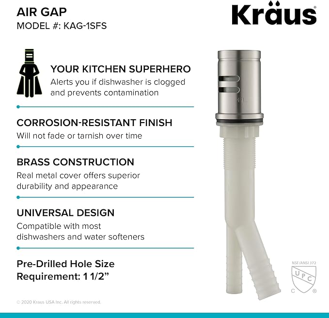 Kraus KPF-1610SFS-KAG-1SFS Bolden Single Handle 18-Inch Commercial Kitchen Faucet with Air Gap, Spot Free Stainless Steel