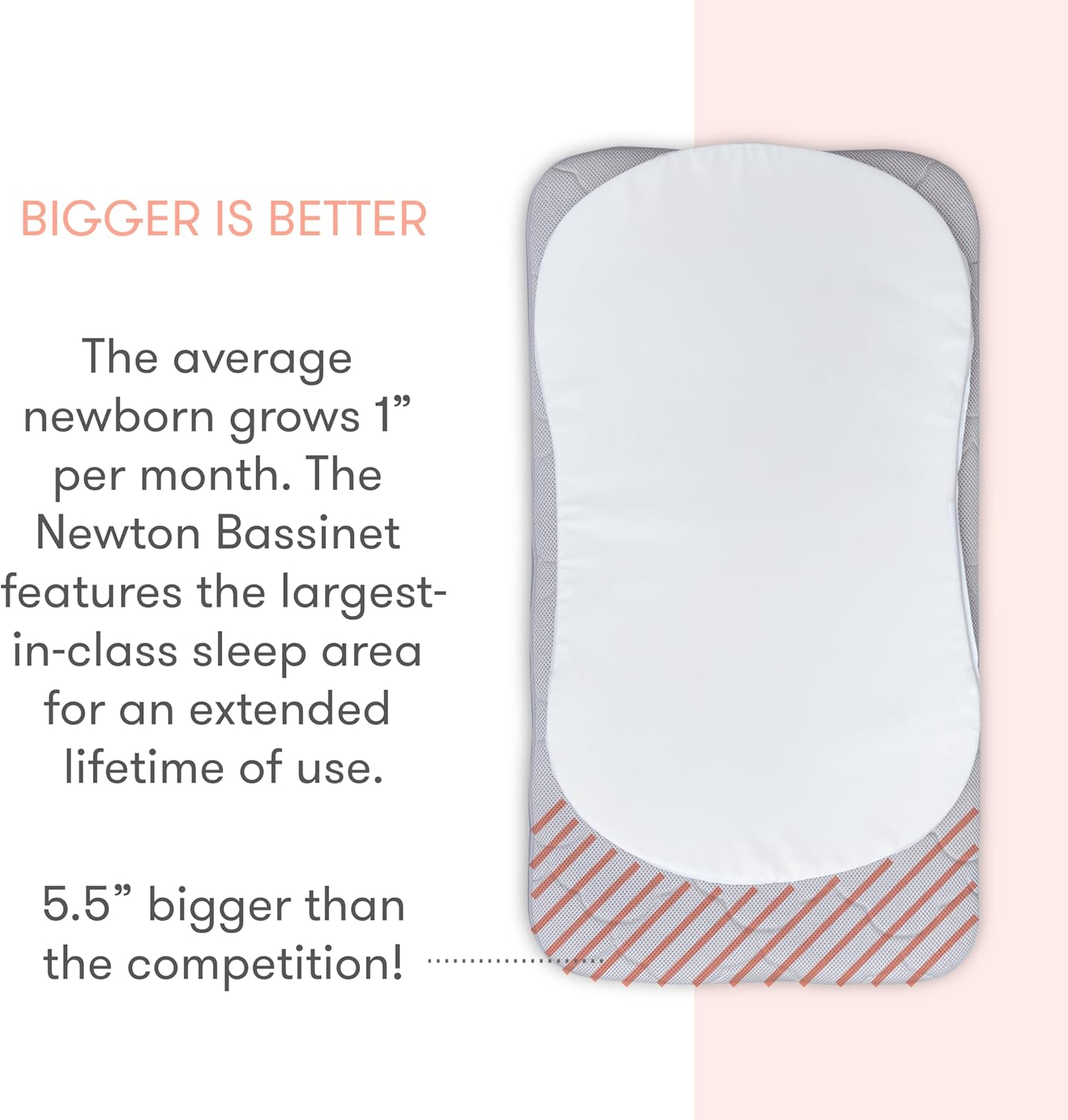 Newton Baby Bassinet & Bedside Sleeper with Mattress & Sheet - Ultra-Breathable & Completely Washable, Removable Dual-Layer Cover | Solid Birch Frame Adjustable Height & Infant Access Opening