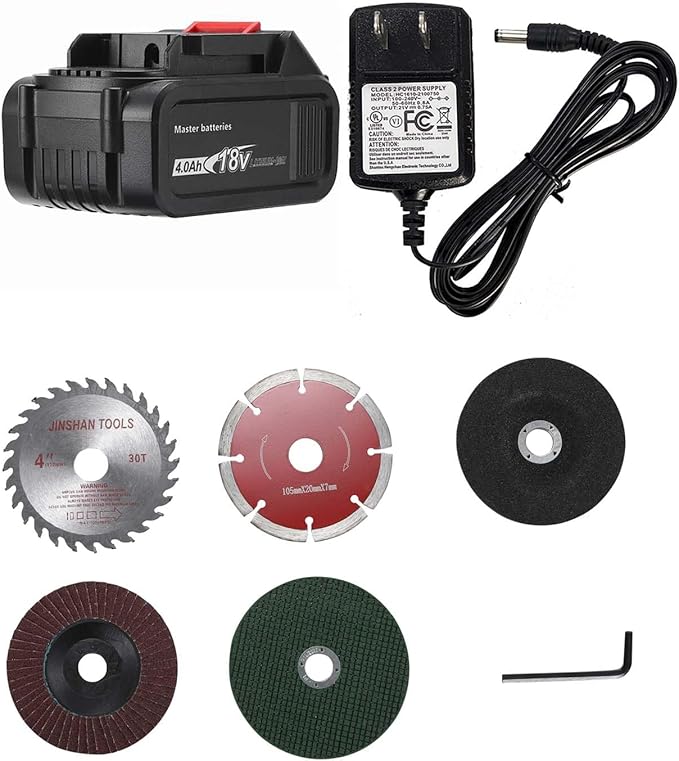 4" Cordless Circular Saw & Mini Angle Grinder 2-in-1 – Brushless Motor, 3-Speed, Reversible, 4000mAh Battery, Compatible with Makita 18V – Cuts Wood, Metal, Tile, Plastic