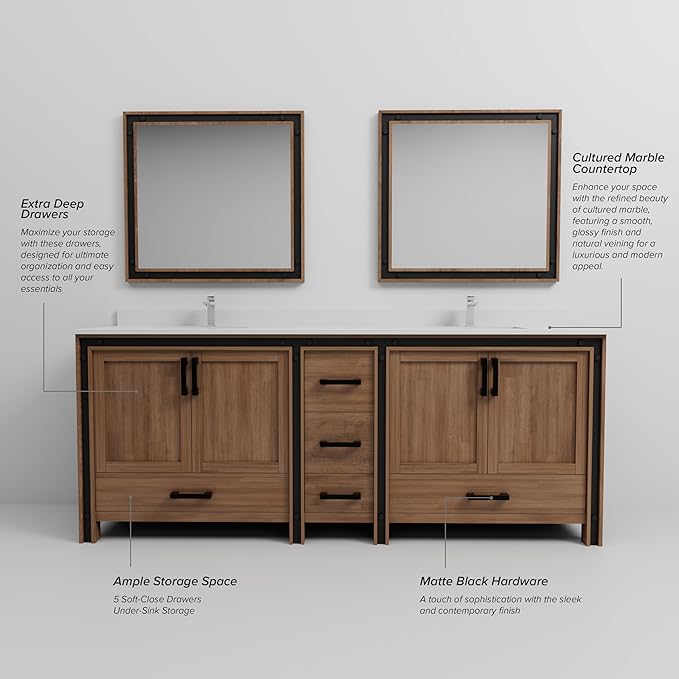 Augustine 84 in. W X 22 in. D Rustic Barnwood Double Bath Vanity Cabinet Without Countertop