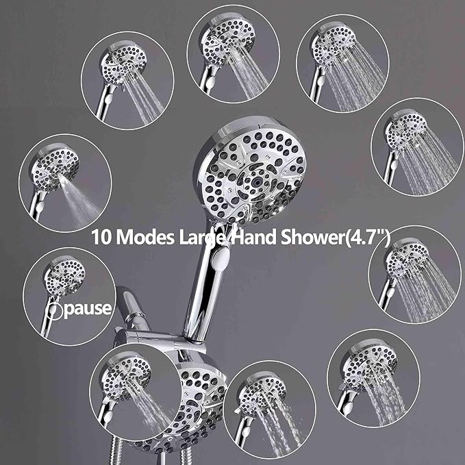 3 Handle Tub Shower Faucet Set Bathtub Shower Faucet With Tub Spout Chrome Tub and Shower Trim Kit with Valve