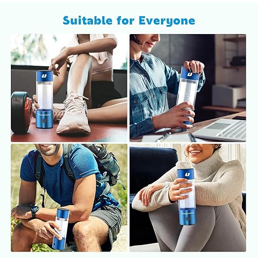 Hydrogen Water Bottle 2024, Hydrogen Water Generator with SPE PEM Technology Water Ion, Hydrogen Dispenser Improves Water Drinking in 3 Minutes with Self-Cleaning,Colorful LED,USB-C Charging(Blue)