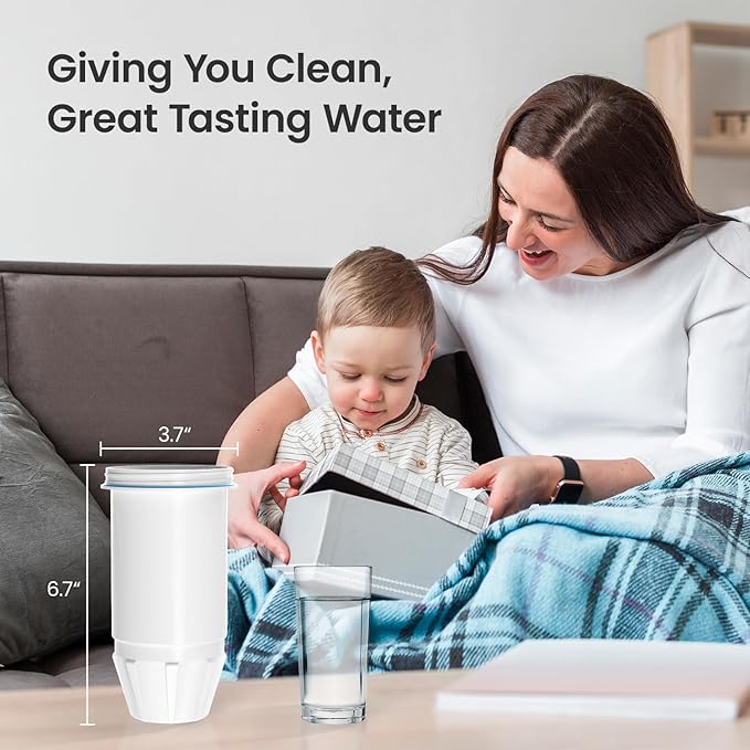 Upgraded Water Filter Replacement for Zero Pitcher and Dispenser ZR-001 ZR-004 ZD-013 ZS-008, 6 Stage Filtration System for Remove Lead, Chlorine, Fluoride, PFOA and PFOS Contaminants,TDS,8 pack