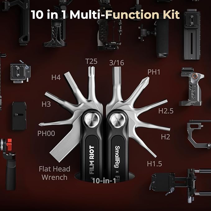 SmallRig x FILM RIOT 10-in-1 Folding Tool Set with Screwdrivers and Hex Key Wrenches, Multiple Angle Positioning, Portable and Compact Design (Black) - 4375