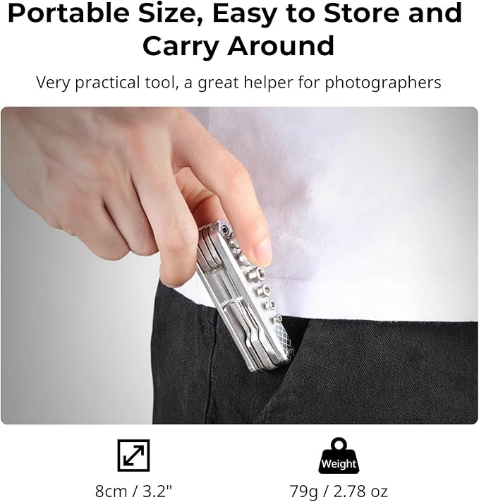 SMALLRIG Folding Tool Set with Screwdrivers and Hex Key Wrenches, Seven Functional Tools Included (Silver) - AAK2213D