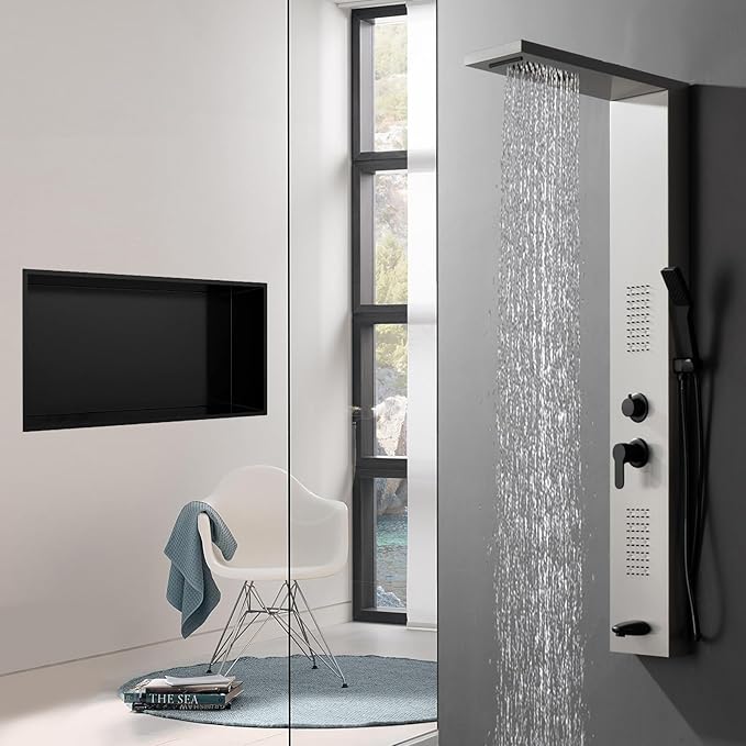 24x12 Matte Black Stainless Steel Modern Shower Niche Shelf, 1 Shelf, Wall-Mounted, Waterproof, No Tile Needed, Easy Installation, Bathroom Storage