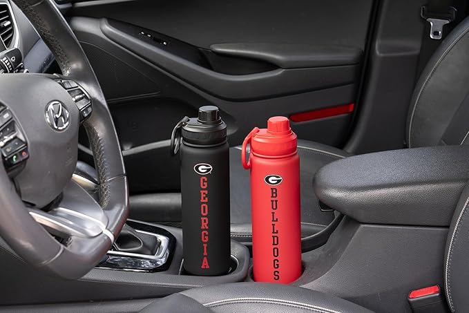 Georgia Bulldogs Water Bottle - Red Double Walled Stainless Steel 24 oz Keeps Drinks Cold or Hot