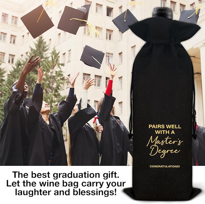 Graduation Wine Bag Masters Degree Wine Gift Bag Graduation Gift for Him Her Graduates College Grad