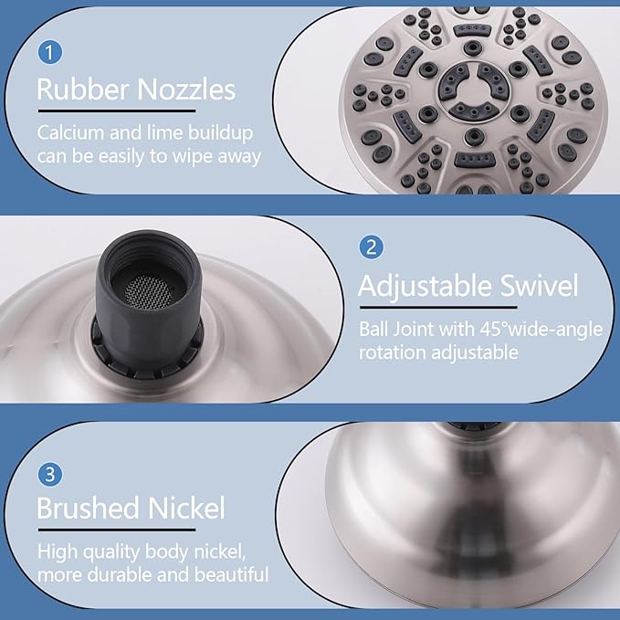 2 Handles Shower Faucet Set with Tub Spout Bathtub Shower Faucet Combo Set Shower System Complete Tub and Shower Trim Kit Wall Mounted Shower Fixtures Brushed Nickel