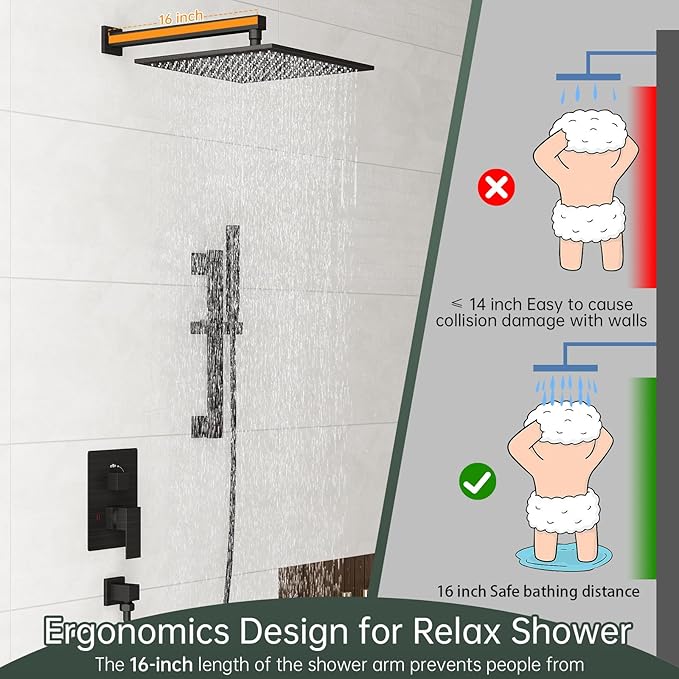 Hoimpro Shower System with Adjustable Slide Bar,12 Inch Square Rain Shower Head and Wand Wall Mounted, 2 in 1 Handheld Showerhead for Bathroom, Oil Rubbed Bronze