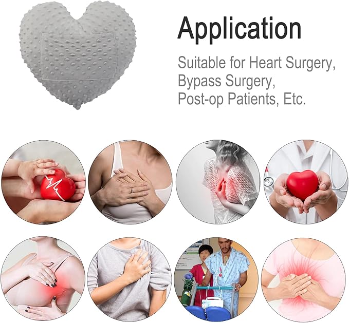 Heart Surgery Pillow for Open Heart Surgery After Bypass Coughing with Pocket Comfort Cushion Recovery Gifts Women Men Patients Minky Dot Gray