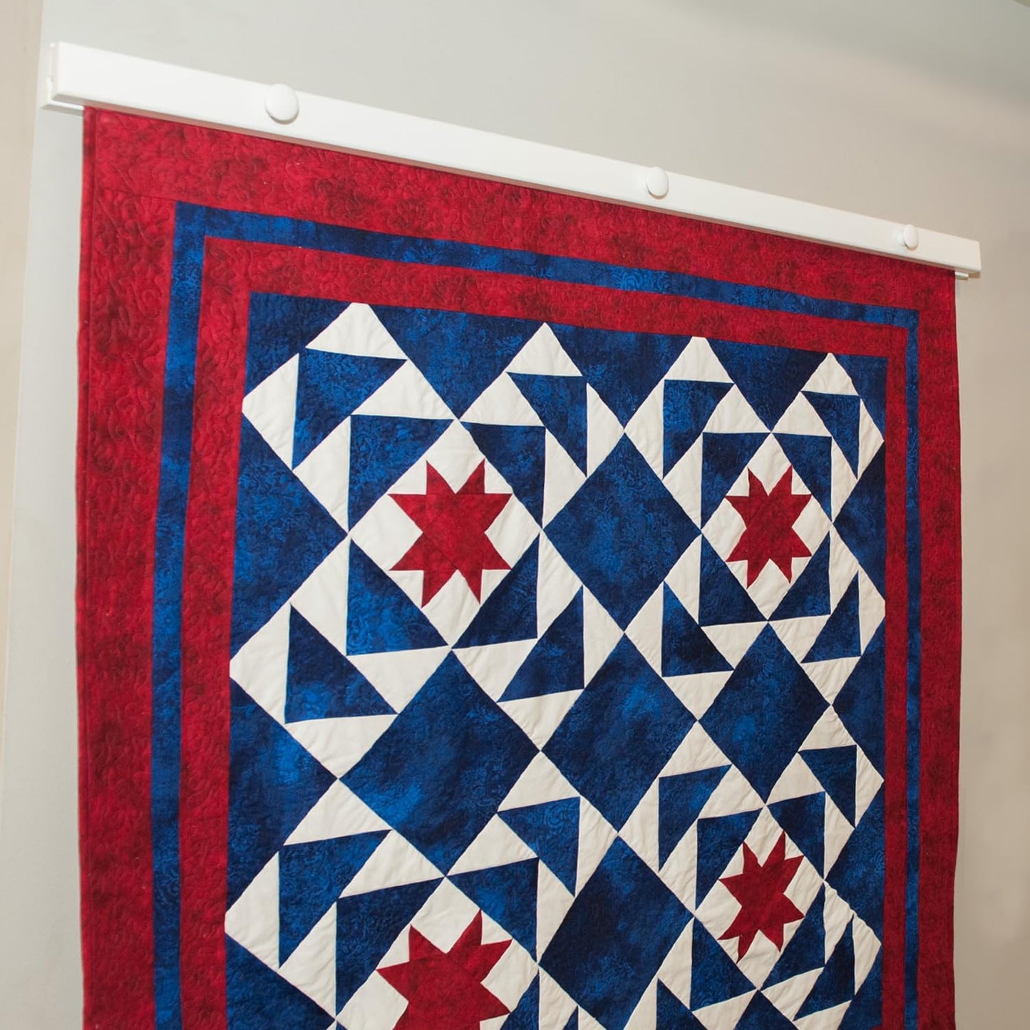 RRD Amish Made Quilt Rack Wall Mount - Rustic Tapestry Hangers for Rugs, Tapestries & More - Maple Wood, White Paint, 54' Long