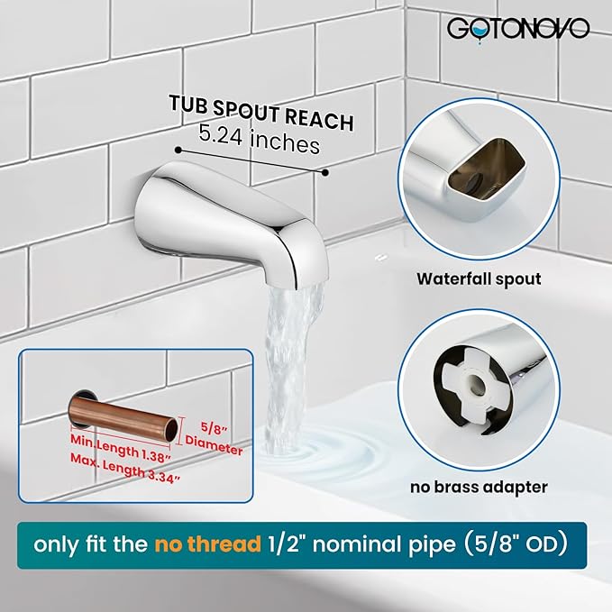 gotonovo 3 Handle Tub Shower Faucet Set, Dual Shower Head and Handle Set, Bathtub and Shower Faucet Combo,Shower System with Tub Spout,Wall Mount Tub Shower Trim Kit Polished Chrome