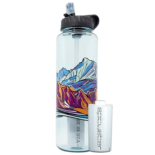 Epic Water Filters Nalgene OG Sustain Tritan USA Made Water Bottle and 75 Gallon Filter - Removes 99.99% of Water Impurities, 48oz, Leggitt Art Special Edition