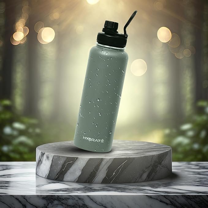 HYDRATE Insulated Stainless Steel Water Bottle - Large Reusable Flask with Leak-Proof Design and Convenient Handle - Double Vacuum Insulation for School, Work, or Adventure