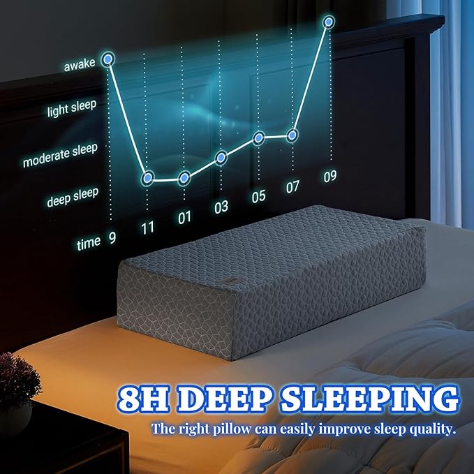 HARBOREST Cooling Cube Pillow - Side Sleeper Pillow for Neck and Shoulder Pain, Memory Foam Pillow Cube Pro with Adjustable Firmness,24"x12"x6", Grey