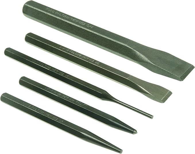 Mayhew Tools 90402 Punch and Chisel Set, Blast Finish, 5-Piece