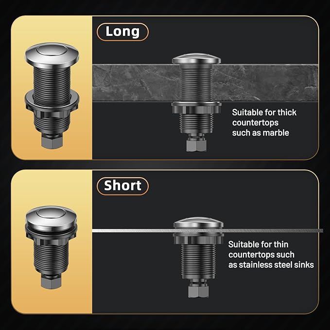 Garbage Disposal Air Switch Kit - Professional, UL Listed Wireless Sink Top Garbage Disposal Button, Stainless Steel/Black On/Off, Compatible with all garbage disposals