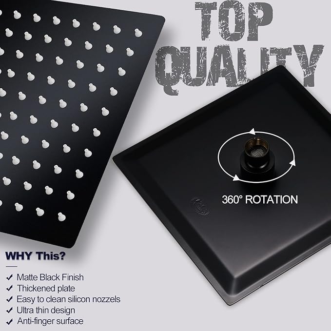 Shower Faucet Set Rain Shower System Matte Black with High Pressure 10-Inch Shower Head Handheld Square Shower Head Bathroom Luxury Rain Shower Faucet Shower Complete Combo Kit Wall Mounted