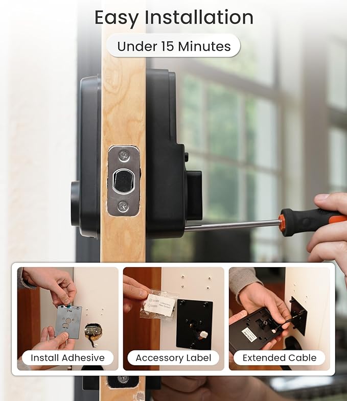 DESLOC B200 Fingerprint Smart Lock with 2 Lever Handles, Keyless Entry Front Door Lock Set, Electronic Keypad Deadbolt, App Control, Auto Lock, Long Battery Life, Secure Home Access