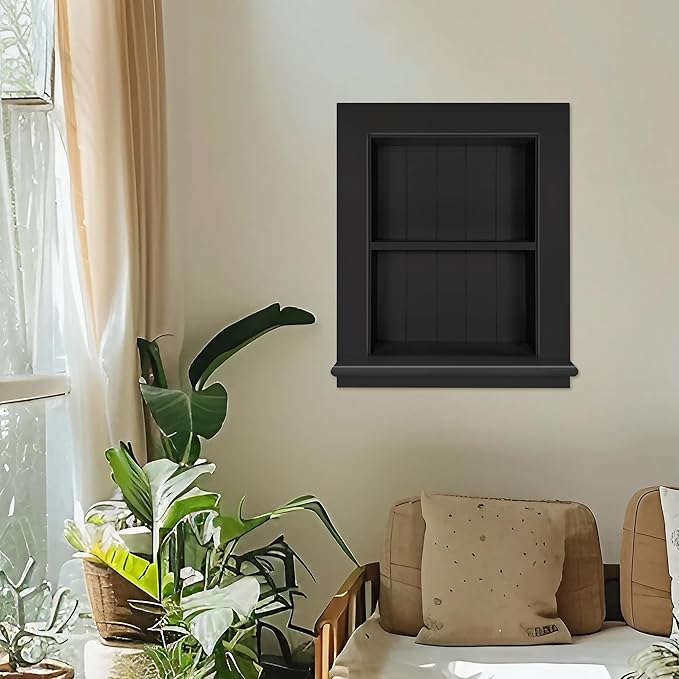 Royxen Bathroom Medicine Cabinet 14 x 18 Inch, Recessed, Large 2-Tier, Black