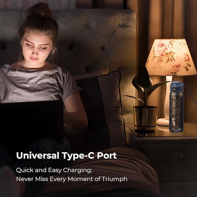 Smart Water Bottle with Reminder to Drink Water, Motivate & Tracking Hydration Water Bottle with App, 32 oz Tritan BPA-Free Plastic Water Bottles for Gym, School, Office - Blue