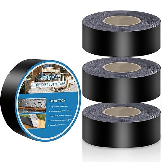 Deck Joist Tape 2''×50',4 Pack Weather-Resistant Joist Tape for Decking,Waterproof Seal Antiseptic Butyl Decking Tape,Self-Adhesive Flashing JoistsTape for Wood Decks Beams Roof
