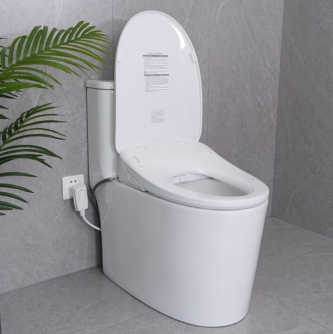 Auto Open Close Bidet Toilet Seat, Elongated with Endless Warm Water, Seat Heating, Night Light, Warm Air Dryer, Advanced Bidet Attachment for Toilets
