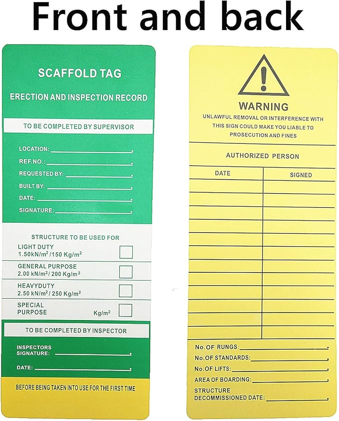 Scaffold Status Holder and Tags, 10 Holder, 10 Scaffold Tags, 11-3/4" Height, 3-1/2" Width (Set of 10)
