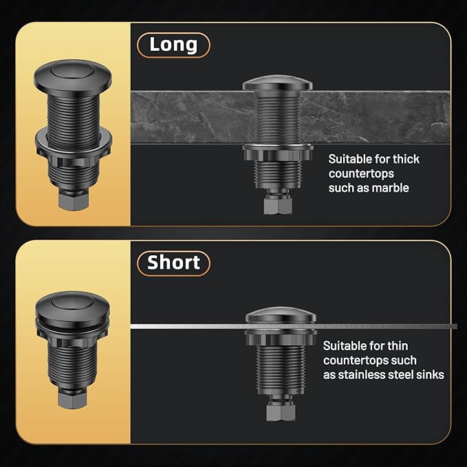 Garbage Disposal Air Switch Kit - Professional, UL Listed Wireless Sink Top Garbage Disposal Button, Stainless Steel/Black On/Off, Compatible with all garbage disposals