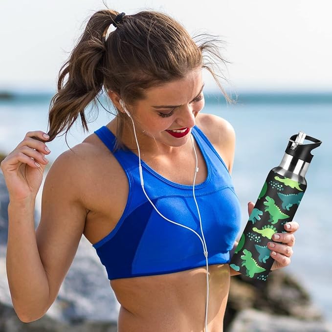 MNSRUU Insulated Water Bottle with Straw, Rainbow and Unicorns Stainless Steel Flasks for Sports Cycling Hiking School