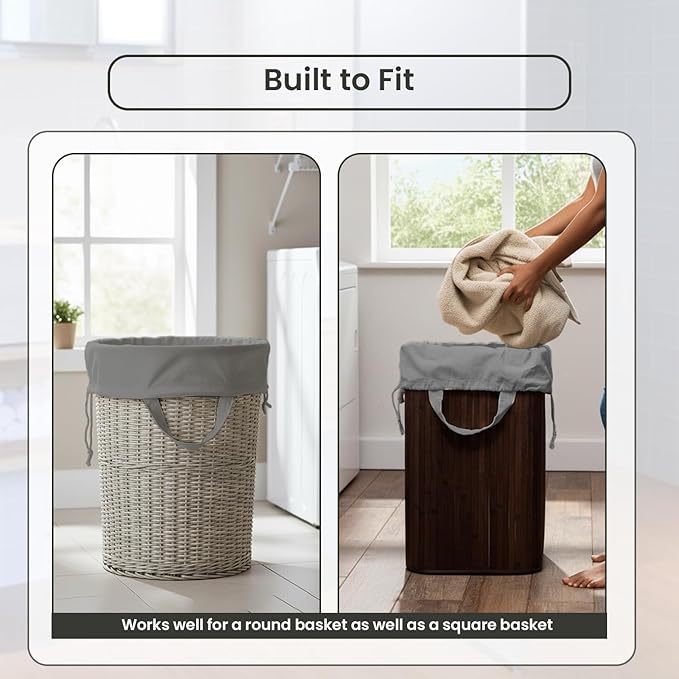 LFH Home Cotton Canvas Large Laundry Bag with Handle, Heavy Duty Drawstring Closure Washable Laundry Bags, School Travel, Home, Hotel, College Dorm, Organizer Sack, Toys Clothes 28x40 (Pack of 2)-Grey