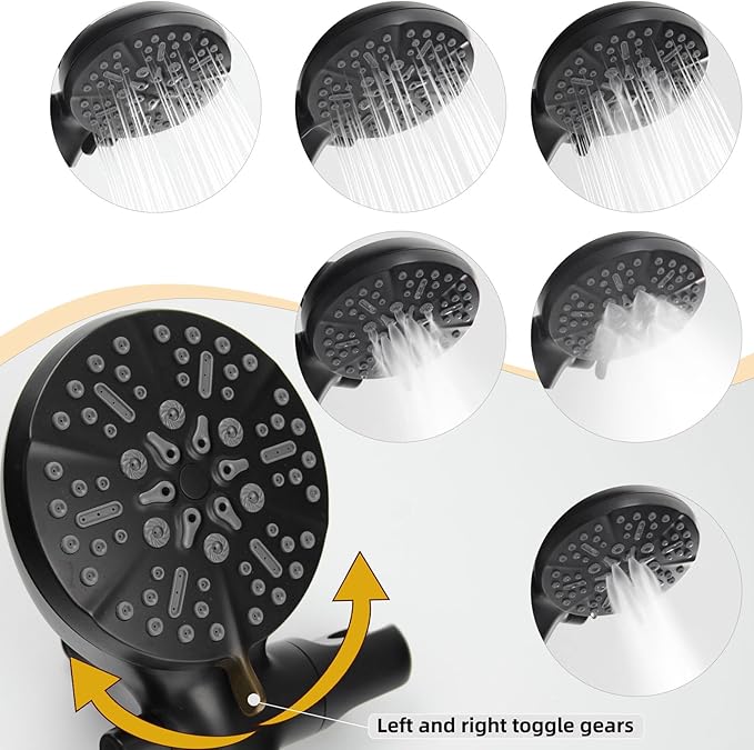 2 Handle Shower Faucet Set with Handheld Shower Head,Dual 2 in 1 Shower Head System with Tub Spout,2 Knobs Tub and Shower Faucet Set with Valve,Wall Mounted Shower Combo Set,Matte Black,3A3MK