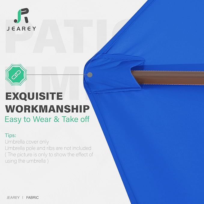 JEAREY 9 ft Patio Umbrella Replacement Canopy for 8 Ribs, Table Market Yard Umbrella Replacement Top Cover-Royal Blue (Canopy Only)