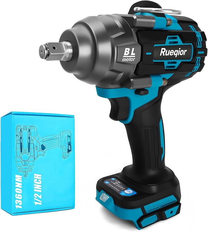 Cordless Impact Wrench 1/2" for Makita 18V Battery, Impact Wrench 1000FT-LBS(1360N.m) High Torque Brushless Electric Impact, with 4 Modes Power Impact Driver for Car, Truck, Mower (No Battery)