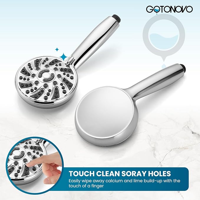 gotonovo Single-Handle Shower Faucet Set Shower Kit with Valve Shower Head and Handle Set Shower Trim Kit with 6 Modes ABS Handheld Shower Fixtures Shower Valve and Trim Kit Polished Chrome