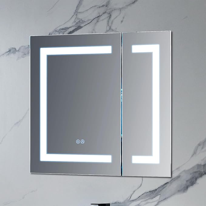 Blossom LED Medicine Cabinet Mirror for Bathroom 30x26 - Lighted Medicine Cabinet with Mirror - Recessed/Surface Mount - Anti-Fog, Dimmable, 3 Color Light Makeup - Wall Mounted Storage Cabinet