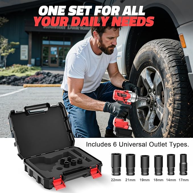 Cordless impact Wrench 1/2 inch for Milwaukee 18v Battery, 750FT-LBS (1000N.m) Brushless Electric Impact Gun Includes LED Work Light with 6 Sockets, High Torque Impact Driver, Bare Tool Only