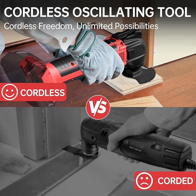 Cordless Oscillating Tool for Milwaukee 18V Battery, Oscillating Multi Tool Kit with Auxiliary Handle, 6 Variable Speed, Oscillating Saw for Scraping, Sanding, Cutting Wood (Battery Not Included)