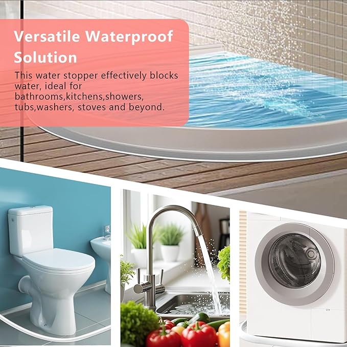 3CM Shower Threshold Water Dam 6.56FT Splash Guard for Shower Bathroom Sink Splash Guard Self Adhesive Dry and Wet Separation for Bathroom Bathtubs Sinks and Countertop Floor& Kitchen