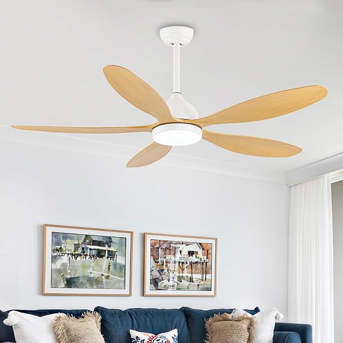 Modern Ceiling Fans with Lights Remote Control, Farmhouse Fandaliers with LED Light Kit and 5 ABS Fan Blades,52 Inch Ceiling Fan Chandeliers for Living Room, Kitchen, Bedroom