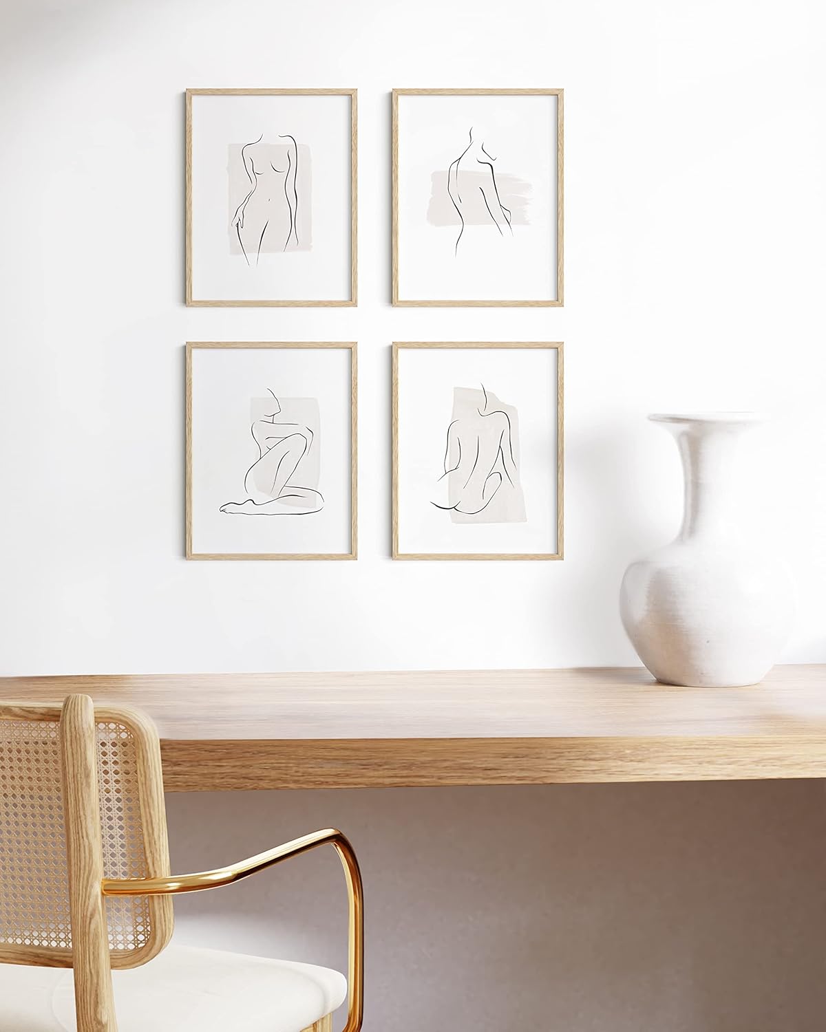 HAUS AND HUES Set of 4 Certificate Frames 8.5 X 11 - Picture Frames 8.5 X 11 Document Frames 8.5x11, Certificate Frames Multi Pack Wooden Picture Frames 8.5x11 Picture Frame (Beige Oak Frame)