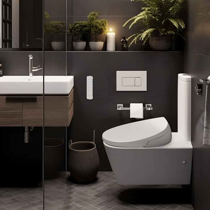 Electric Bidet Toilet Seat, Elongated V-shaped Heated Bidet with Dryer and Warm Water, Rear and Front Washing, Self-Clean Nozzle,Soft Close Toilet Seat with Remote Control, LED light and Deodorization