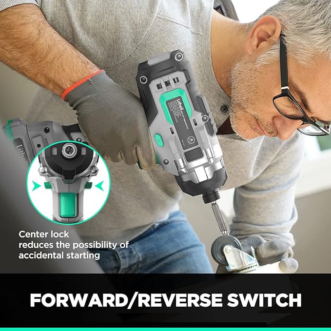 Litheli 20V Cordless Impact Driver, 1/4 Hex Impact Driver 1150 In-Lbs Torque, 3 Socket Adapters, 2 Driver Bits(Battery and Charger not Included)