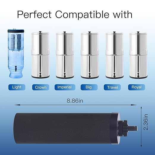 NSF/ANSI 42&372 Certified Water Filter, Replacement for BB9®-2 Black Activated Carbon Filters, Gravity Water Filter System, Black Purification Elements, Pack of 4