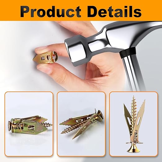 50 Set Self Drilling Drywall Anchors and Screws,Dry Wall Anchors Heavy Duty,Screws and Anchors Repair Tools for Wet and Drywall Fixing Picture,Furniture,Flags,Outdoor Decor-1.18inch