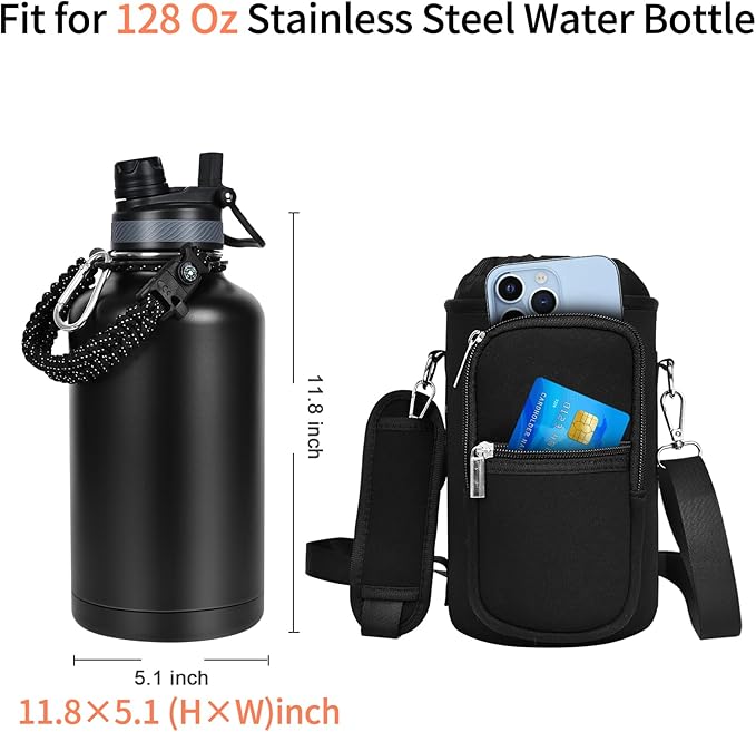 Water Bottle Bag Replacement - Carrying Pouch for Water Jug Flask Bottles, Stainless Steel Gallon Water Bottle Sleeve