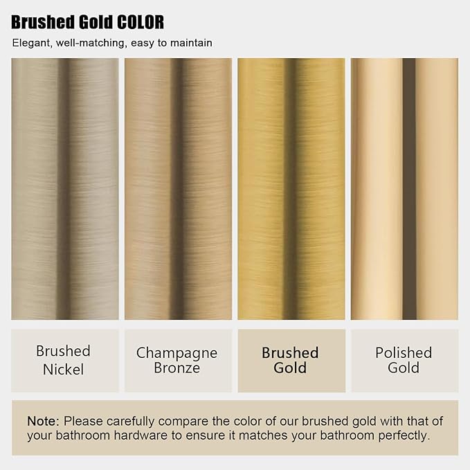 Iriber Brushed Gold Rain Shower System with 12 Inch Shower Head and Handheld shower Bathroom Wall Mounted Golden Shower Set Contain Shower Faucet Mixer Valve and Trim Kit (Valve Cartridge Included)