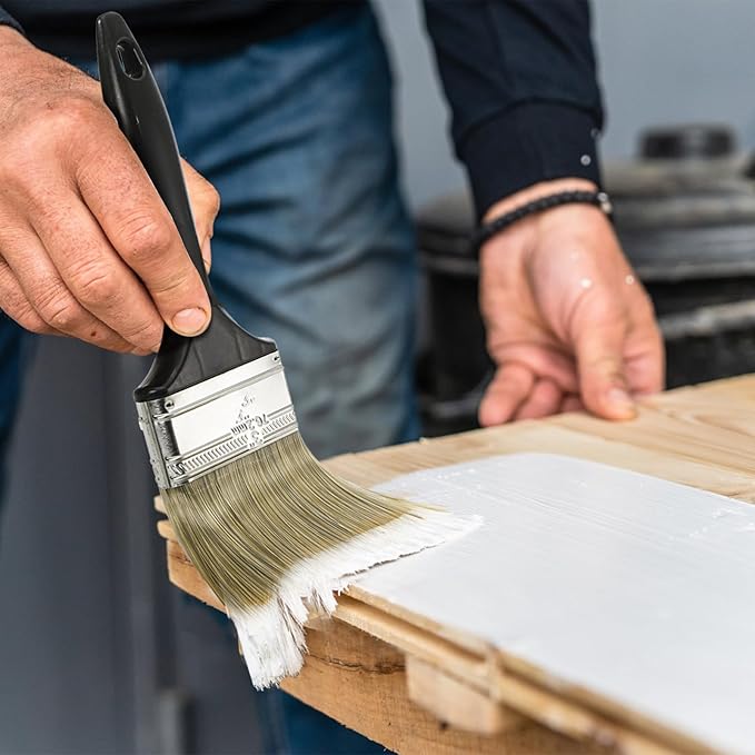 9 Pack Paint Brushes for Wall, 2'' 3'' 4'' Latex Oil Paints Flat Brush with Treated Plastic Handle Thick Soft Bristles, Chip Wood Stain Brush Tool for DIY Paint,Fence,Deck, Wall Trim