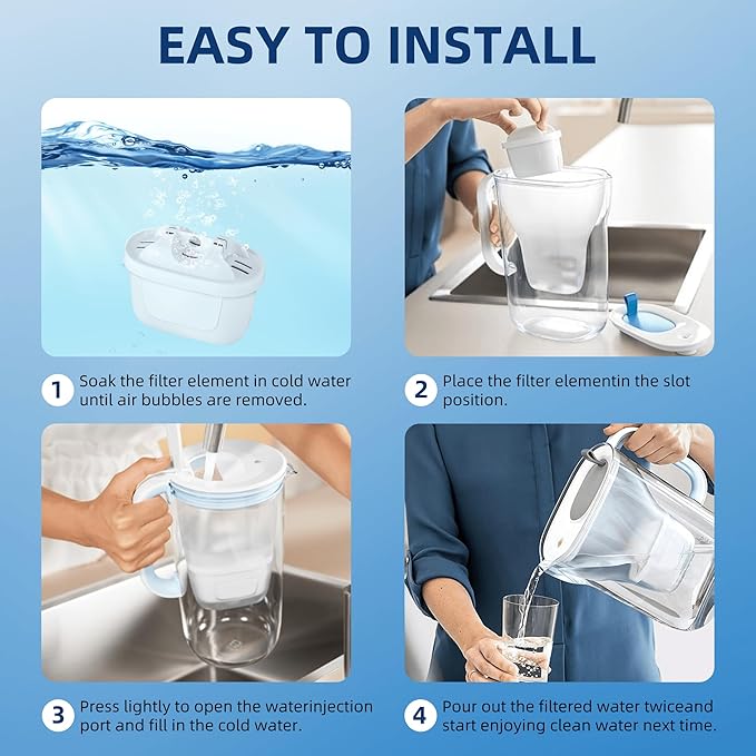 Water Filter Replacement for Mavea filters 3 pack,Compatible With Brita Mavea 1001122 Maxtra and LEVOIT Pitcher